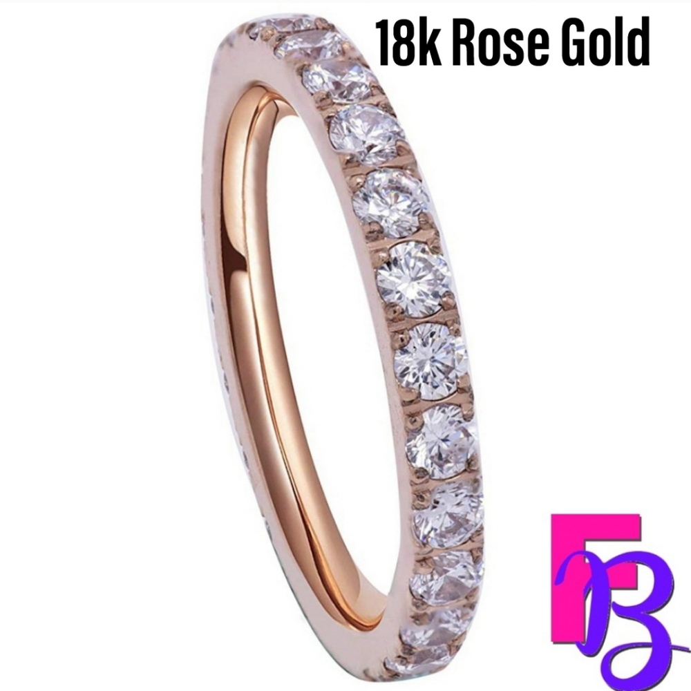 *NEW!* 3MM Rose, Yellow or White Gold Anniversary/Eternity Band - Picture 8 of 14